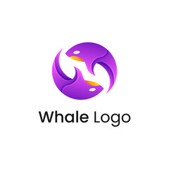 Obraz premium Colorful Gradient Whale Logo Design 
