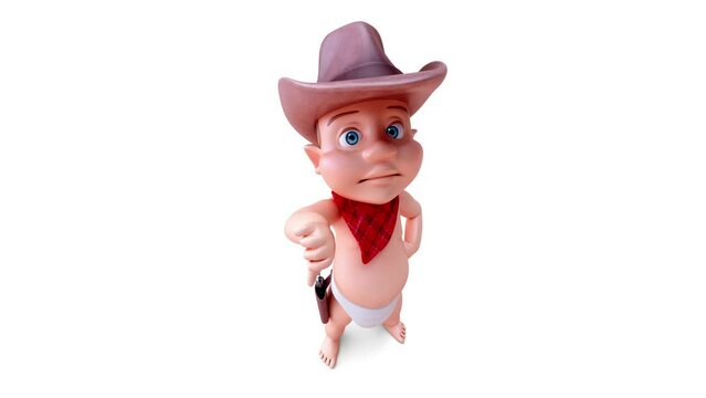 Fun 3D cartoon of a cowboy baby