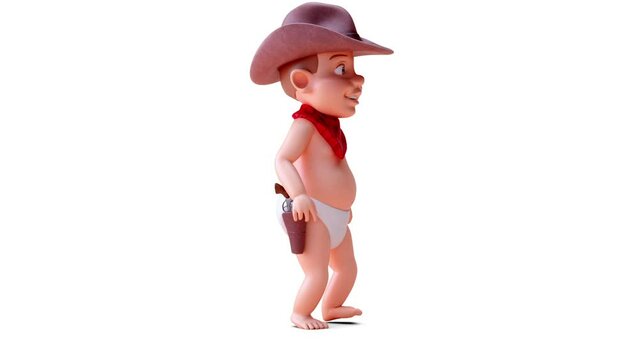 Fun 3D cartoon of a cowboy baby