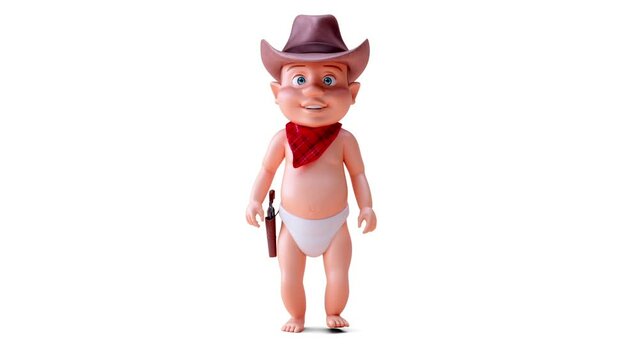 Fun 3D cartoon of a cowboy baby