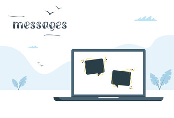 Email notification concept. Messages on the laptop screen. Vector illustration in modern style
