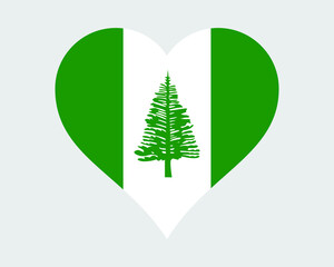 Norfolk Island Heart Flag. Norfolk Island Love Shape Flag. Australian External Territory of Australia Banner Icon Sign Symbol Clipart. EPS Vector Illustration.