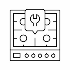 gas cooktop repair line icon vector illustration