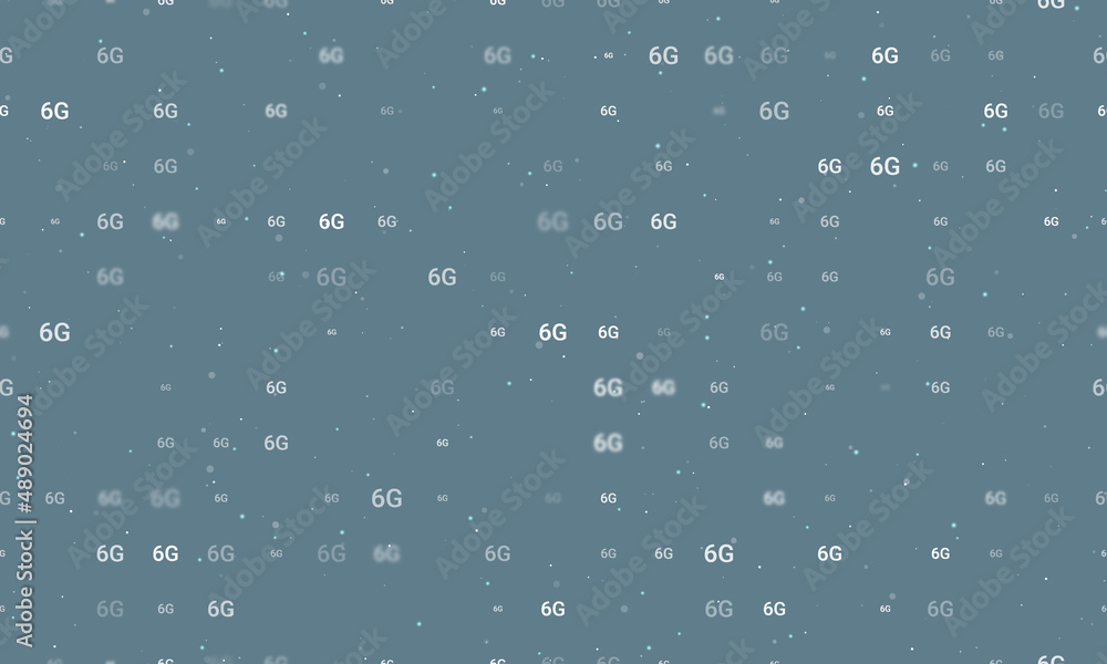 Aufkleber seamless background pattern of evenly spaced white 6g symbols of different sizes and opacity. vector