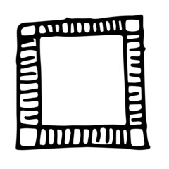 square frames with short strokes are common. a hand-drawn border is an isolated element with an empty space for text inside a black line on white for diaries vector drawing is small