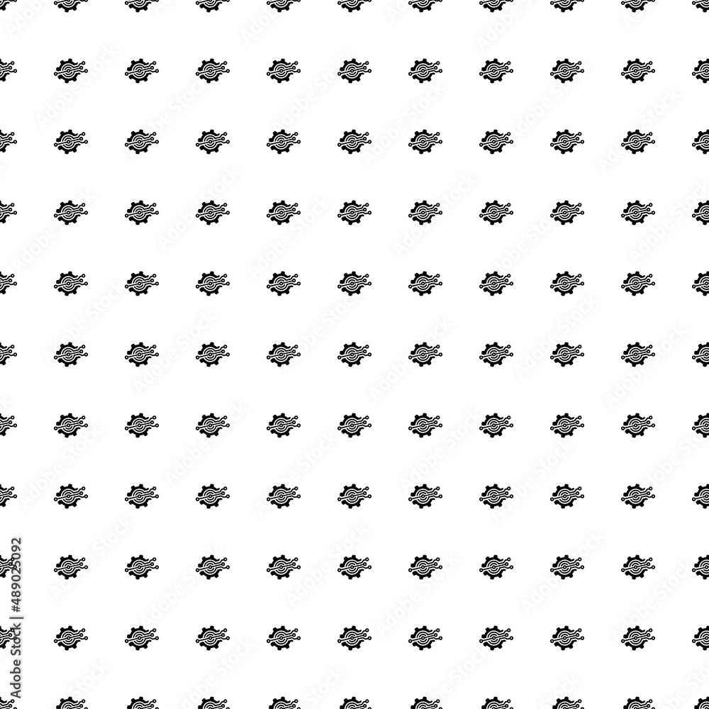 Poster Square seamless background pattern from black digital tech symbols. The pattern is evenly filled. Vector illustration on white background