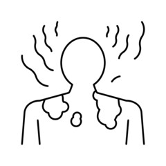 sunburn skin disease line icon vector illustration