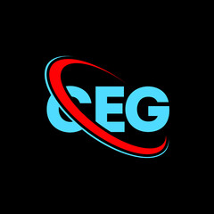 Fototapeta CEG logo. CEG letter. CEG letter logo design. Initials CEG logo linked with circle and uppercase monogram logo. CEG typography for technology, business and real estate brand. obraz