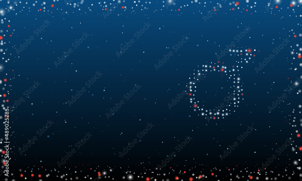 Poster on the right is the demiboy symbol filled with white dots. pointillism style. abstract futuristic fr