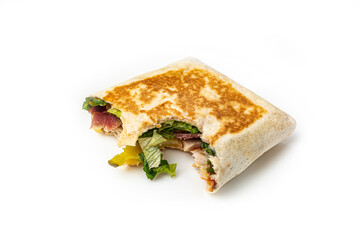 pita with vegetables on a white background