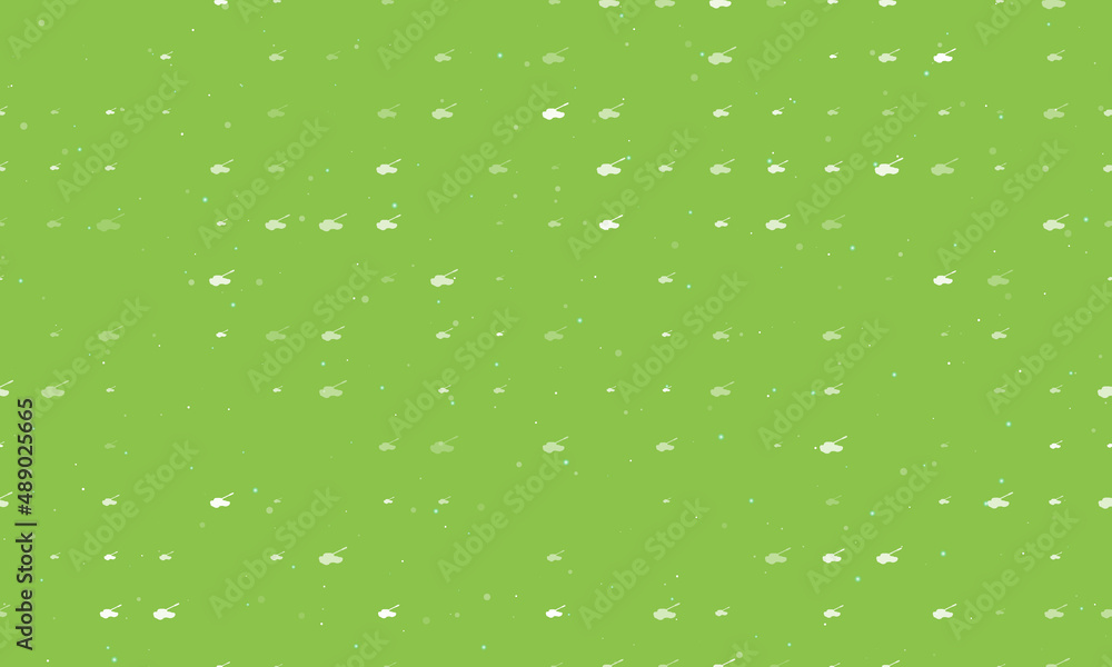Poster seamless background pattern of evenly spaced white tank symbols of different sizes and opacity. vect