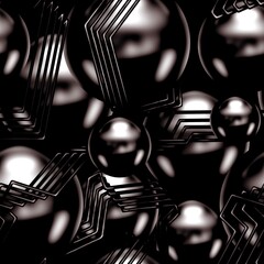 Black spheres 3D design. Metaverse style.