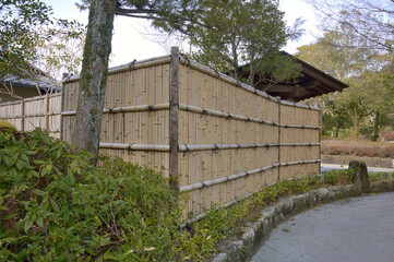 日本庭園の竹塀
