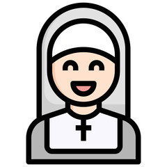 NUN filled outline icon,linear,outline,graphic,illustration