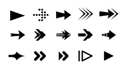 Collection different arrows sign. Black vector arrows icons