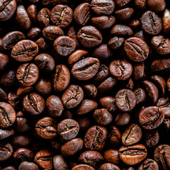 Roasted coffee beans background. Coffee bean background, roast grain