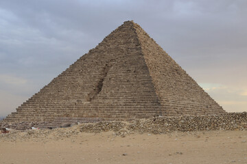 Fototapeta na wymiar Egypt. Giza. Frontal view of the pyramid.