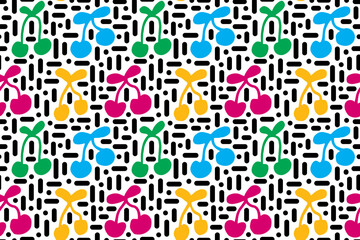 seamless pattern with cherries. vector illustration