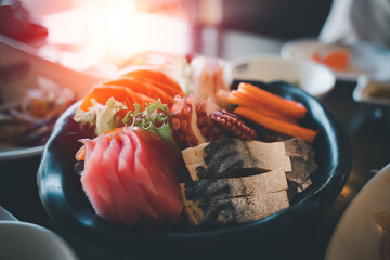 Japanese foods sashimi, sashimi set. Salmon, wasabi, fish. Food resturant concept.