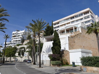 Fototapeta na wymiar Appartment houses at Cala Mayor, Mallorca, Balearic Islands, Spain