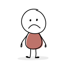 Sad cartoon character. Gestures concept. Vector