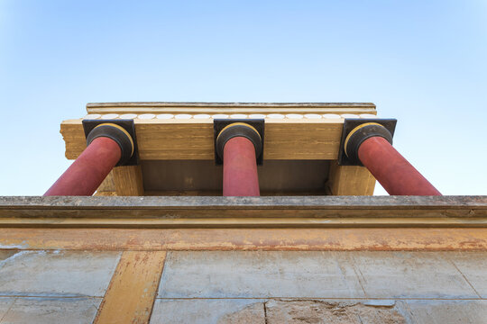 Detail of the North Entrance to the Palace of Knossos, Crete island, Greece