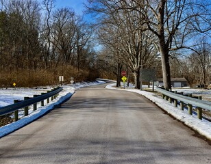 A view of the empty road up to the intersection.