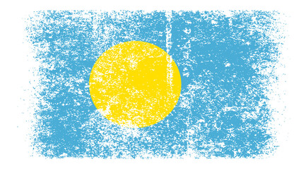 Palau Flag Distressed Grunge Vintage Retro. Isolated on White Background