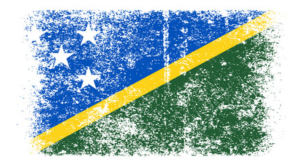 Solomon Islands Flag Distressed Grunge Vintage Retro. Isolated on White Background
