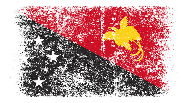 Papua New Guinea Flag Distressed Grunge Vintage Retro. Isolated on White Background