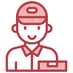 DELIVERY MAN red line icon,linear,outline,graphic,illustration