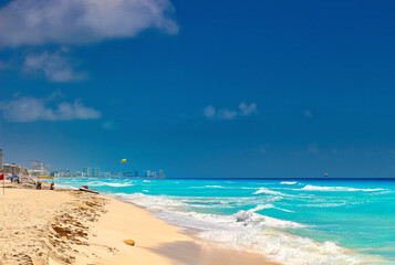A sunny day on the beaches of Cancun. Mexican Caribbean