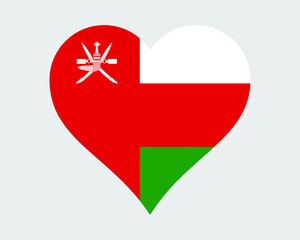 Oman Heart Flag. Omani Love Shape Country Nation National Flag. Sultanate of Oman Banner Icon Sign Symbol. EPS Vector Illustration.