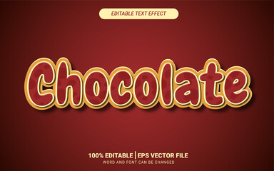 Chocolate 3d fully editable text effect food vector design template