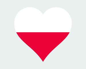Poland Heart Flag. Polish Love Shape Country Nation National Flag. Republic of Poland Banner Icon Sign Symbol. EPS Vector Illustration.