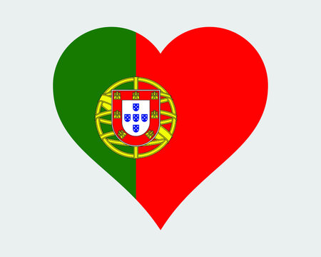 Portugal Heart Flag. Portuguese Love Shape Country Nation National Flag. Portuguese Republic Banner Icon Sign Symbol. EPS Vector Illustration.