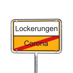 3d Illustation - Ortsschild - Ortstafel - Corona - Lockerungen - Freisteller - Freigestellt