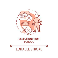 Exclusion from school terracotta concept icon. Unable to pay entrance fees abstract idea thin line illustration. Isolated outline drawing. Editable stroke. Arial, Myriad Pro-Bold fonts used