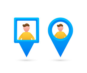 Map pointer with pople. Pin Point human. Vector stock illustration.