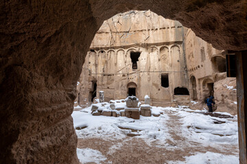 Nigde, Turkey, January 22, 2022 : Gumusler Monastery view in Nigde Province of Turkey
