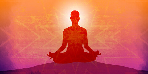 Yoga and Meditation Practicing lotus background mystical. Spiritual. 