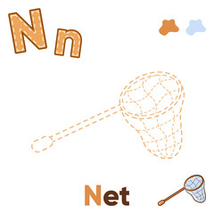 Alphabet Trace and color net for letter N