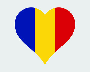 Fototapeta premium Romania Heart Flag. Romanian Love Shape Country Nation National Flag. Romania Banner Icon Sign Symbol. EPS Vector Illustration.