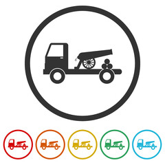 Cannon truck ring icon, color set