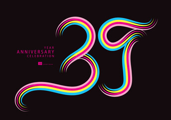 39 years anniversary celebration logotype colorful line vector, 39th birthday logo, 39 number, Banner template, vector design template elements for invitation card and poster, t shirt design vector