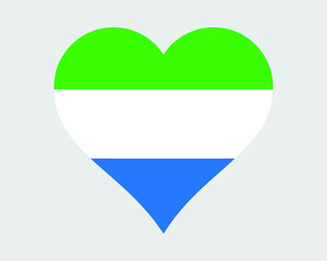 Sierra Leone Heart Flag. Sierra Leonean Love Shape Country Nation National Flag. Republic of Sierra Leone Banner Icon Sign Symbol. EPS Vector Illustration.