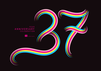 37 years anniversary celebration logotype colorful line vector, 37th birthday logo, 37 number, Banner template, vector design template elements for invitation card and poster, t shirt design vector