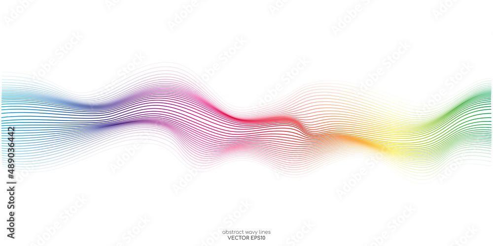 Aufkleber Vector wave lines flowing dynamic in colorful isolated on white background for concept of AI technology, digital, communication, science, music