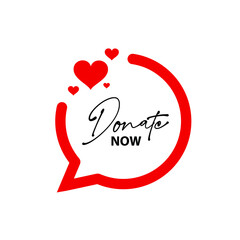 donate now sign on white background
