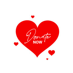 donate now sign on white background